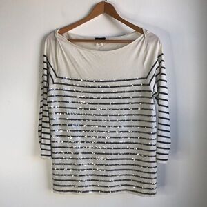 J Crew striped sequined knit top